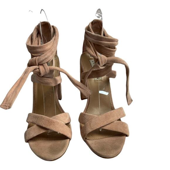 Steve Madden Christey Leather Suede Ballet Pink Ballet Heel Sandals Women's 7.5M - Picture 2 of 9